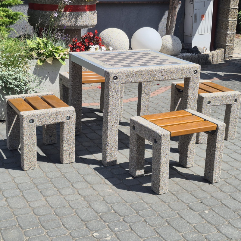 Betonowy stół do gry z taboretami kod: 525B